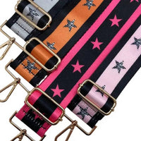 Cthru Women's Stars And Stripes Adjustable Crossbody Bag Purse Guitar Strap in black light pink - women's item - alternate view