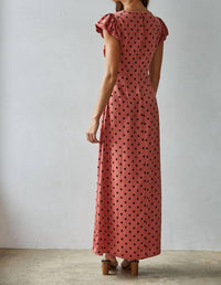 By Together Eileen Dotted Maxi Dress in multi - women's dress - detail view