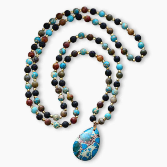 Cape Diablo - Women's Water Drop Labradorite & Onyx Pendant Necklace