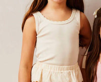 THEME Lace Trim Stella Ribbed Tank in champagne - kids' tank top