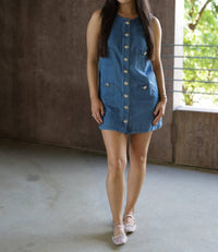 Karlie - Denim Pocket Button Dress