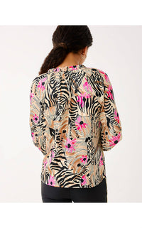 Lilly Pulitzer Alinta Long Sleeve Top in rutabaga el morocco 1 - women's long sleeve top - detail view