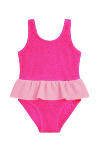 Limeapple - Girl's Crinkle Peplum One Piece Swimwear