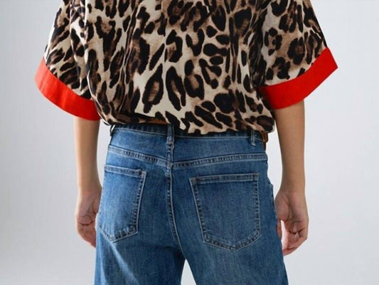 Q2 - Leopard 3/4 Sleeve Button Up Shirt