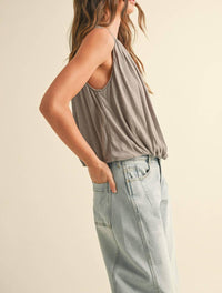 Miou Muse - Linen Knitted Bubble Bottom Top