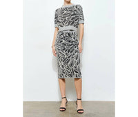 Ina Fashion - Glitter Detail Abstract Jacquard Knit Midi Skirt