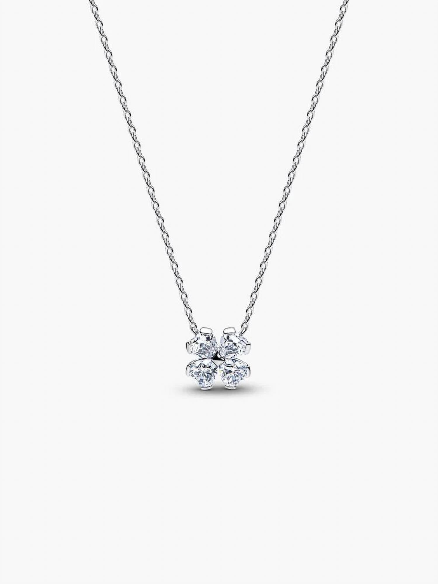 Pandora - Sparkling Lucky Clover Pendant Necklace - 17.7"