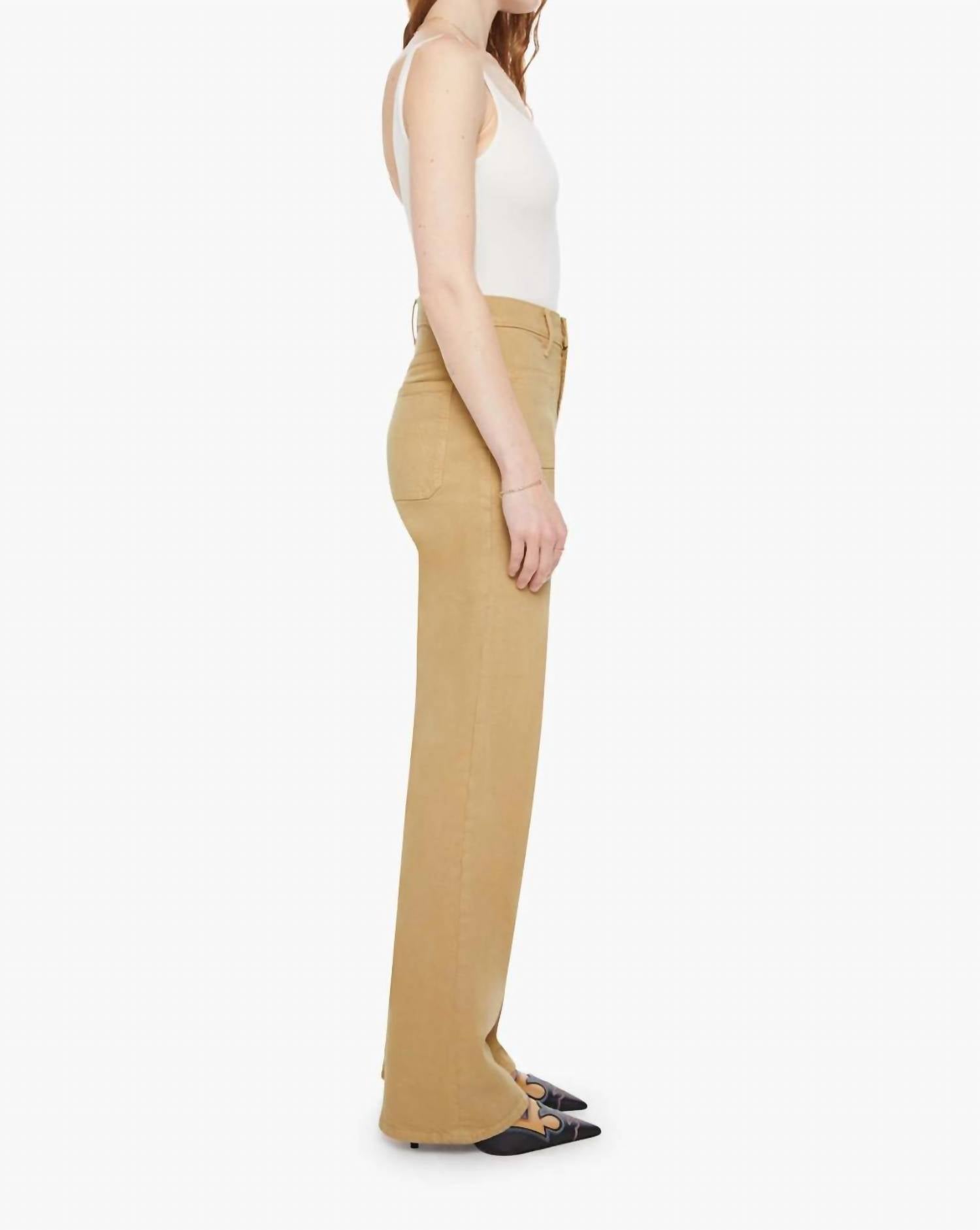 Mother High Waisted Patch Pocket Bookie Sneak Jeans in latte - women's jeans - detail view