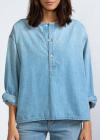 Askk Ny - Denim Relaxed Fit Henley Top