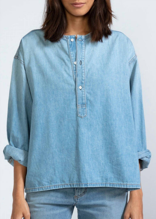 Askk Ny - Denim Relaxed Fit Henley Top
