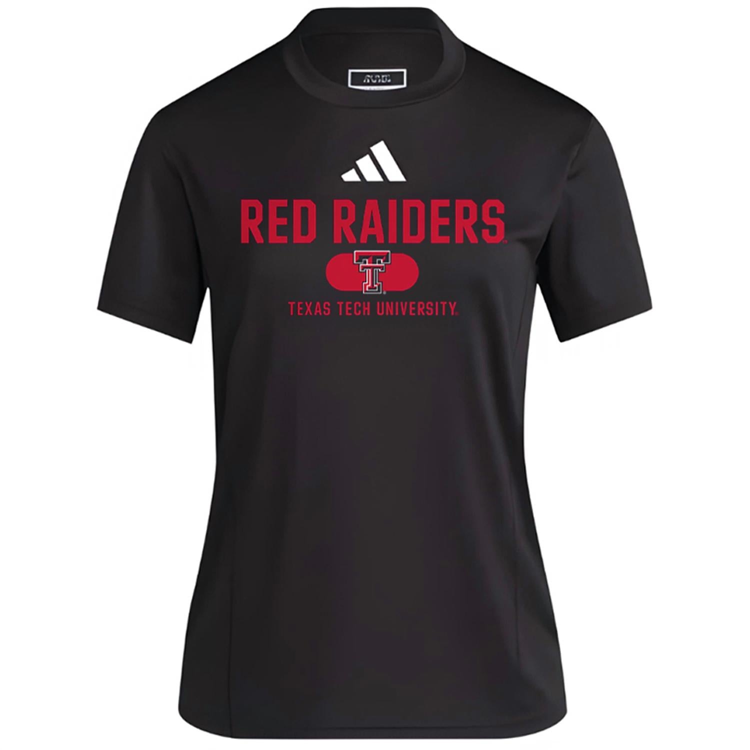 adidas Women's Texas Tech Red Raiders Designed To Train Tee in black - women's t-shirt