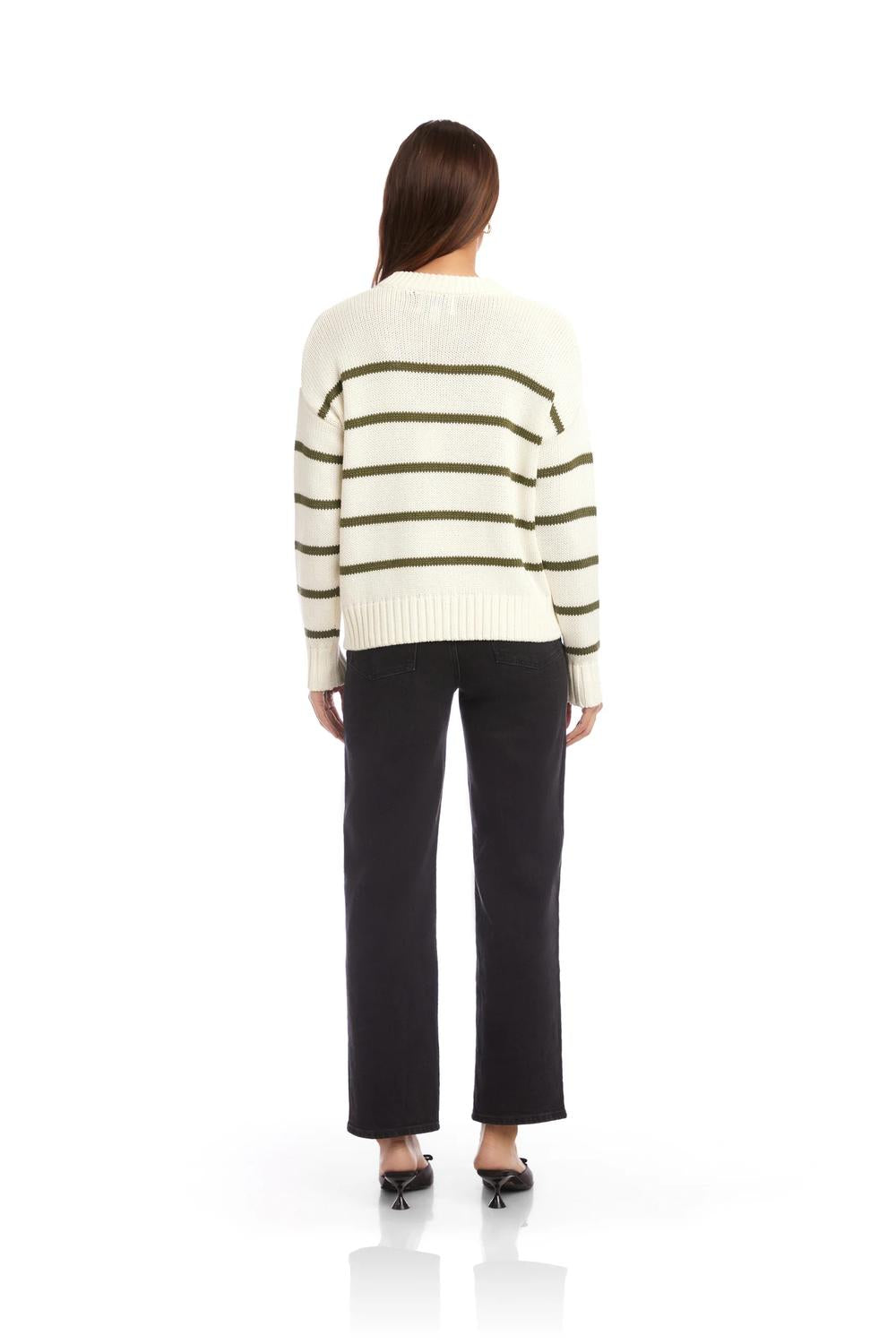 Fifteen Twenty Luca Crewneck Sweater in stripe 2 - women's sweater - alternate view