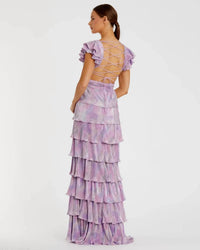Mac Duggal - Ruffled Cap Sleeve Gown