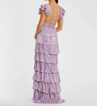 Mac Duggal - Ruffled Cap Sleeve Gown