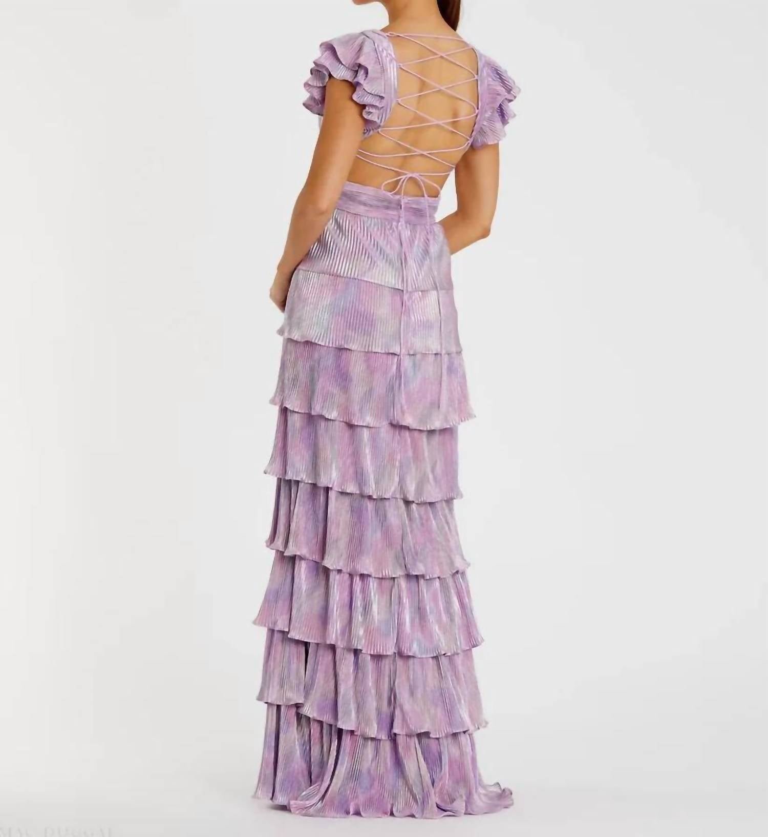 Mac Duggal - Ruffled Cap Sleeve Gown