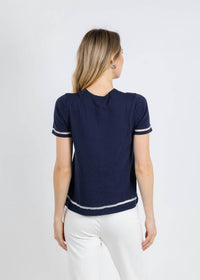 Peace Of Cloth - Sheer Stripe Short Sleeve Crew Top