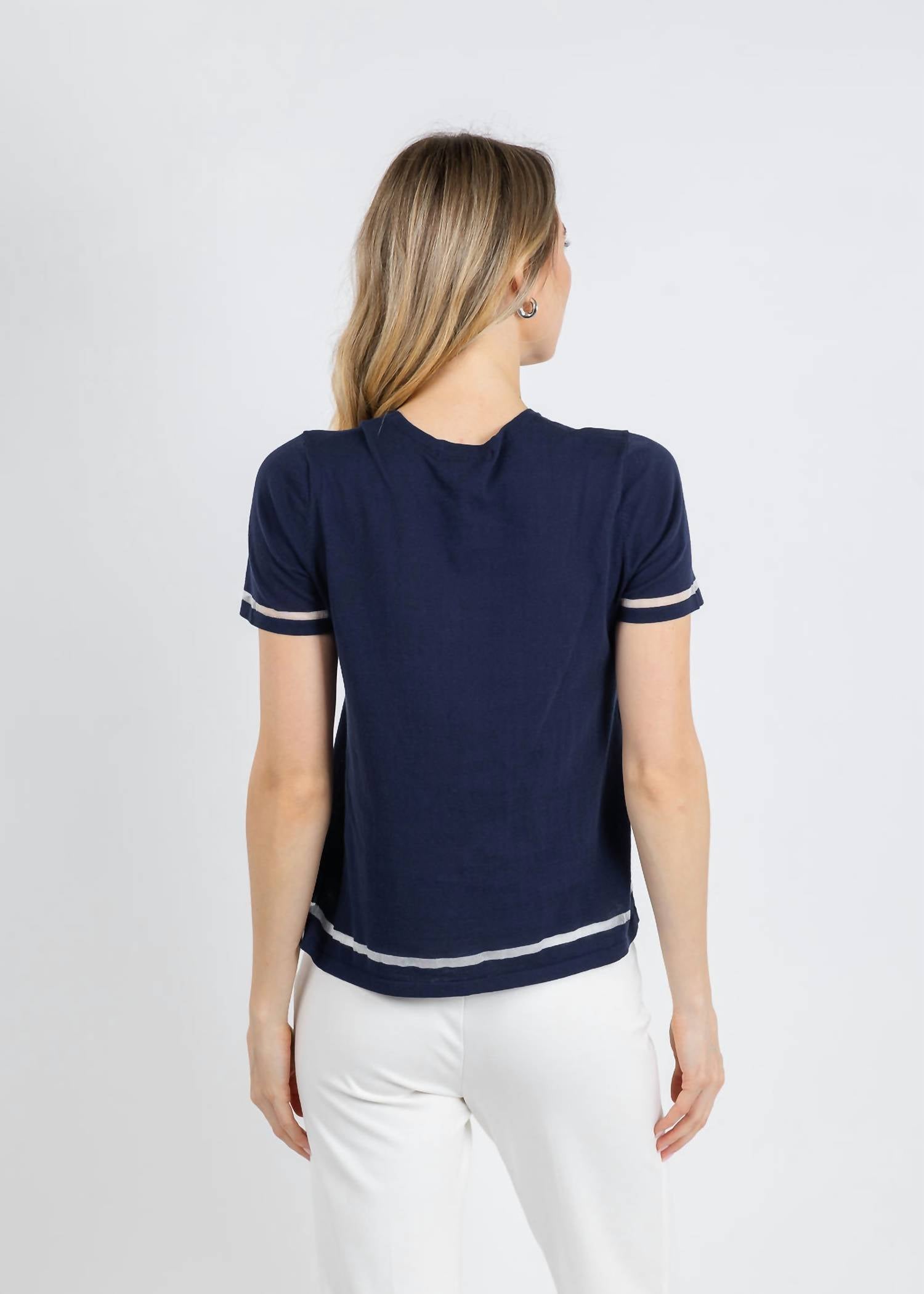 Peace Of Cloth - Sheer Stripe Short Sleeve Crew Top