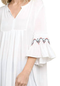 Umgee - Embroidered Bell Sleeve Tunic Top