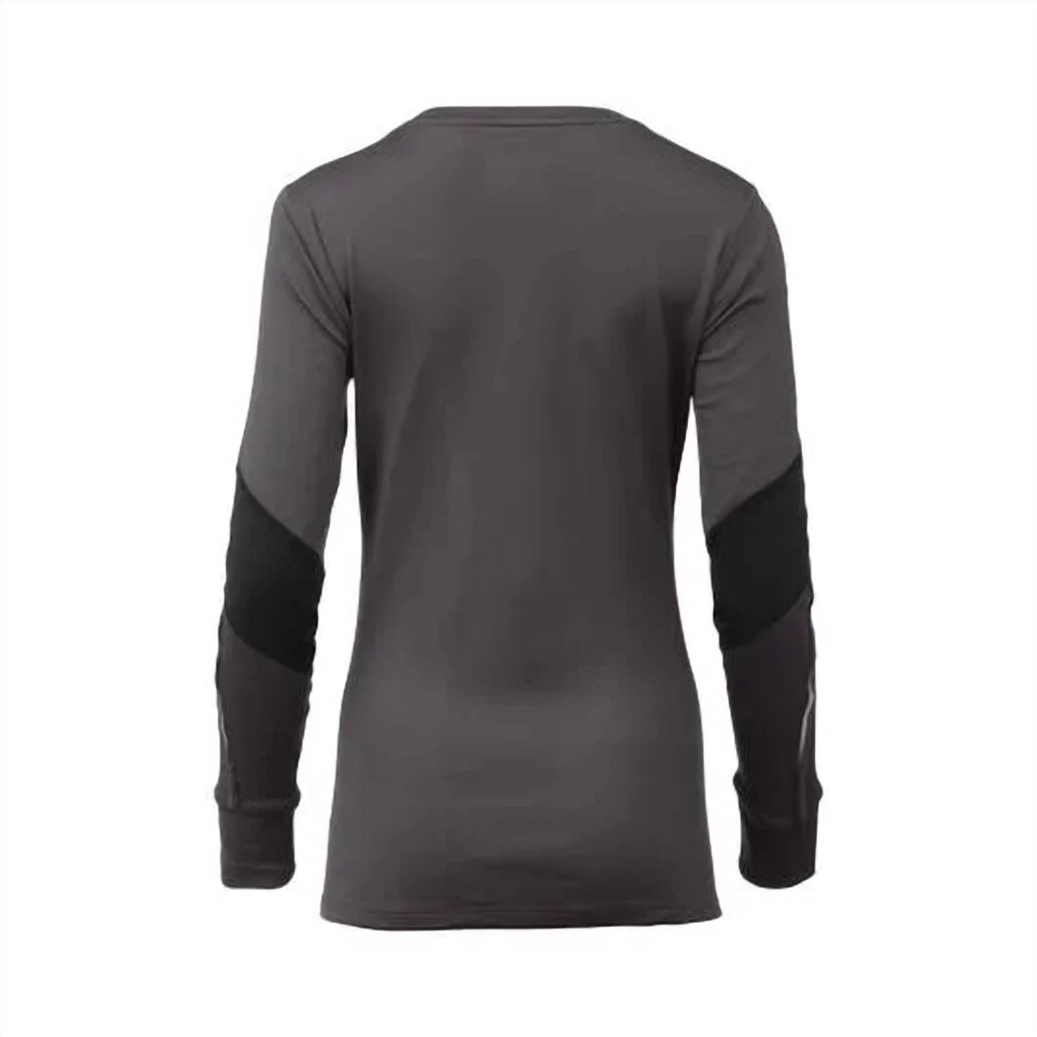 MIZUNO Women's Breath Thermo Base Layer Long Sleeve Top in magnet black - women's long sleeve top - detail view