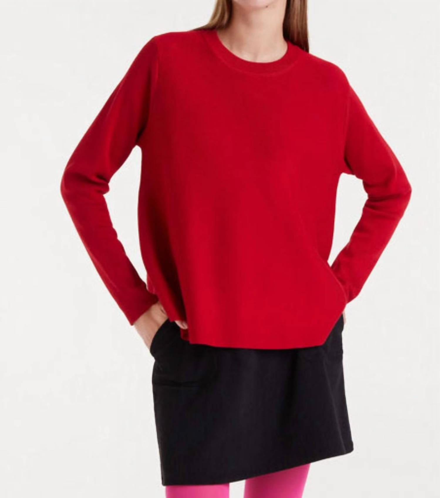 Compañía Fantástica Jersey Crewneck Sweater in red - women's sweater