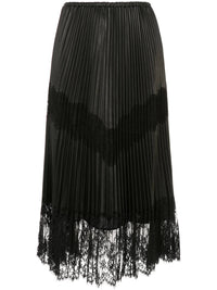 Valentino - Pleated Lace Trim Midi Skirt