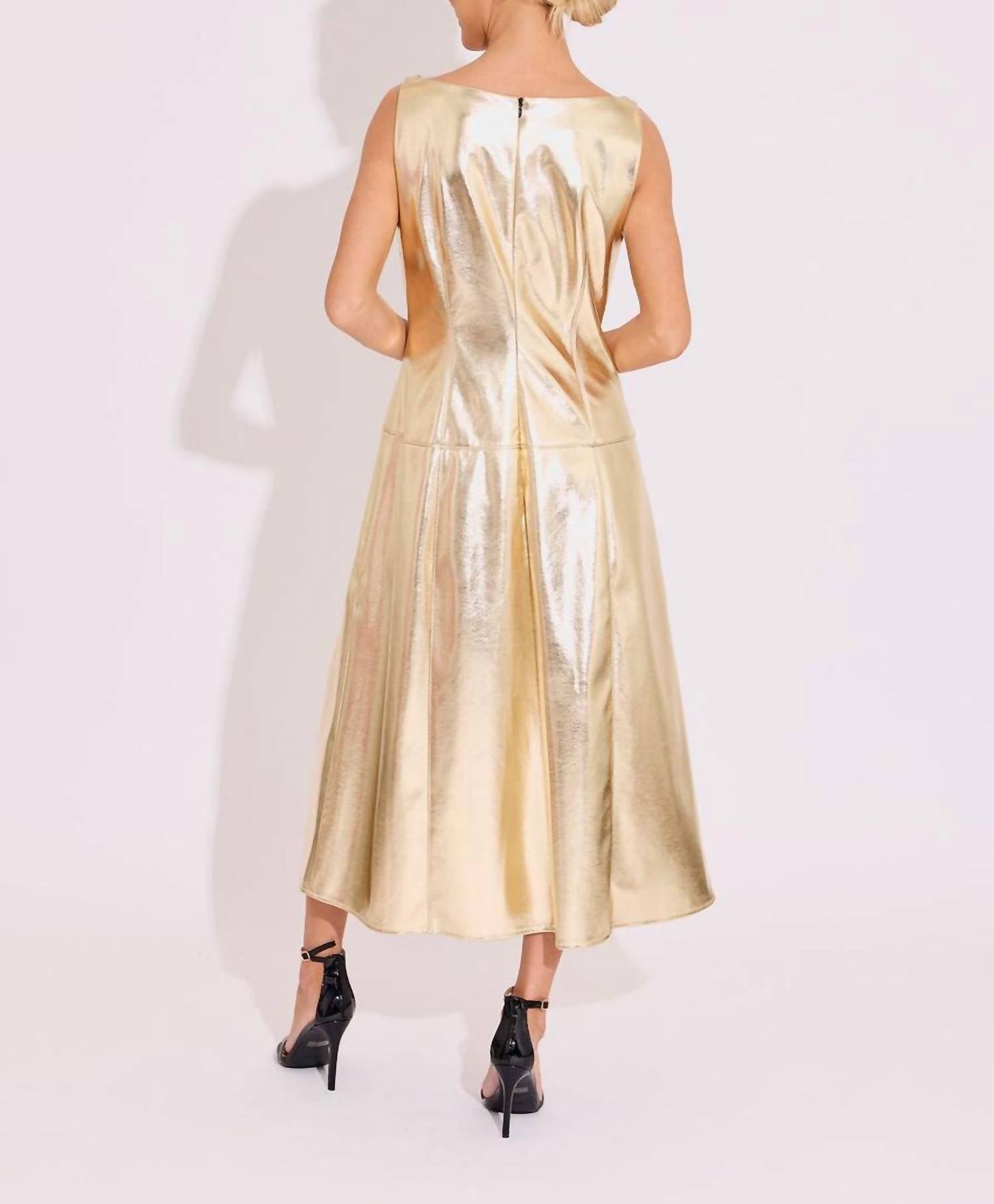 Alden Adair Selena Midi Dress in gold - women's dress - detail view