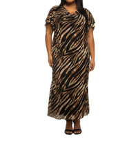 Fashion Szn Curve - Zebra Print Mesh Short Sleeves Dress