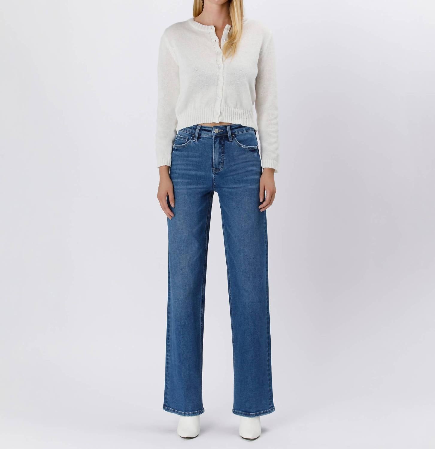 Lovervet - Elle Tummy Control 90's High Rise Wide Leg Jeans