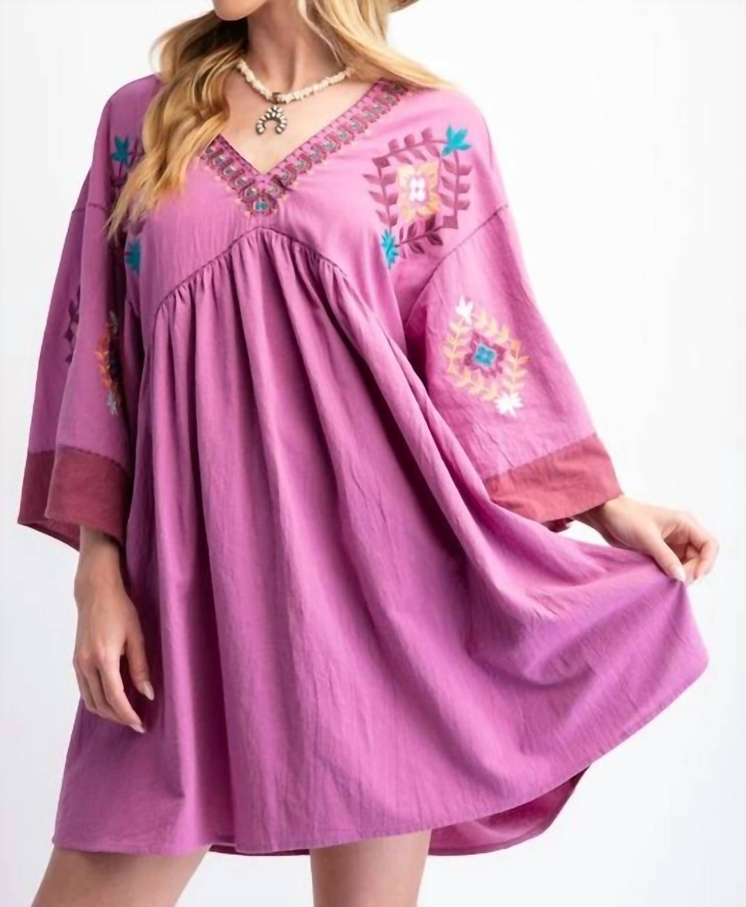 Easel - Embroidered Mini Dress