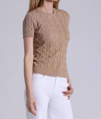 Minnie Rose - Cotton Frayed Cable Short Sleeve Tee