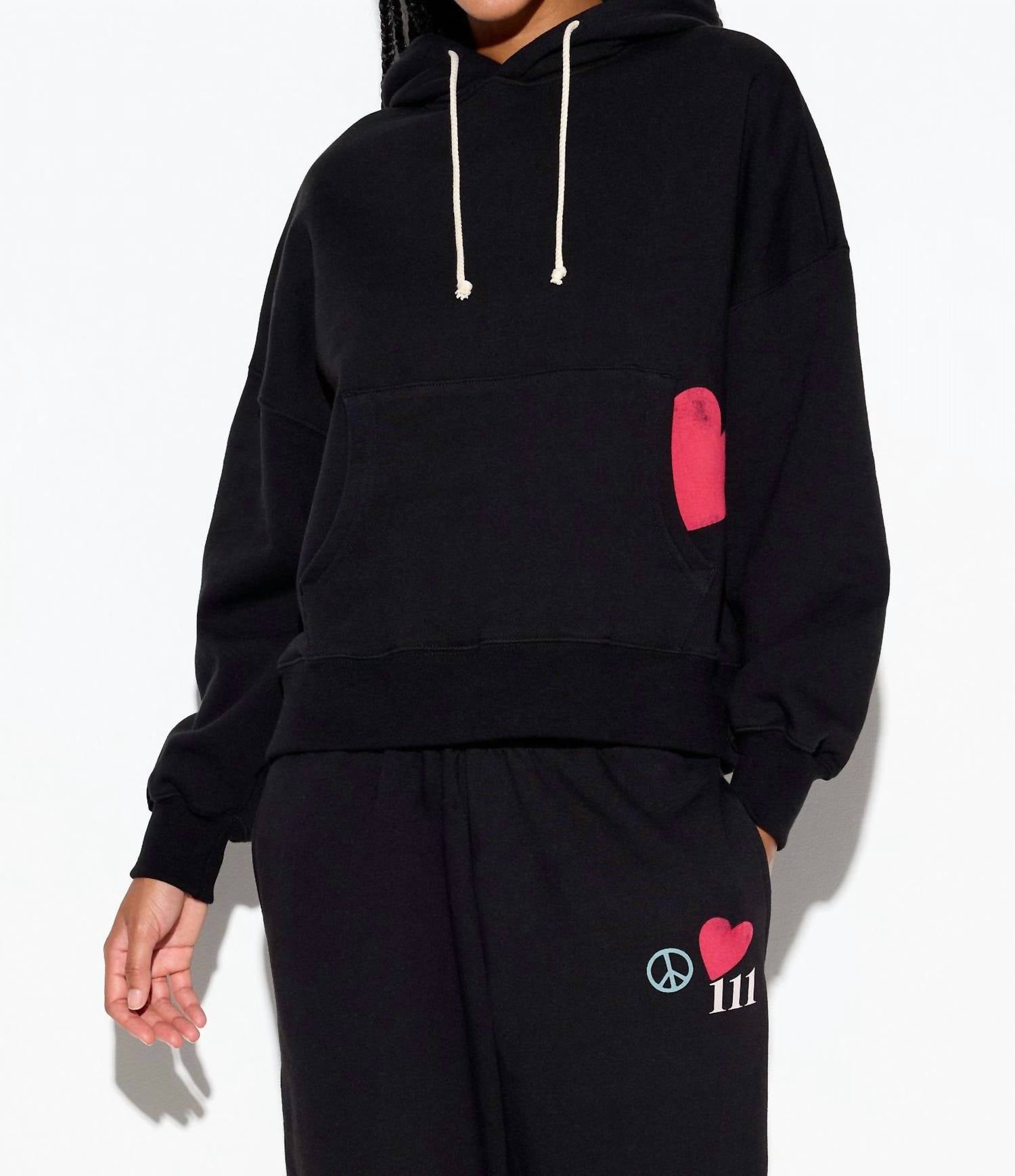SPIRITUAL GANGSTER Power Of Love Malibu Hoodie in black - women's top - detail view
