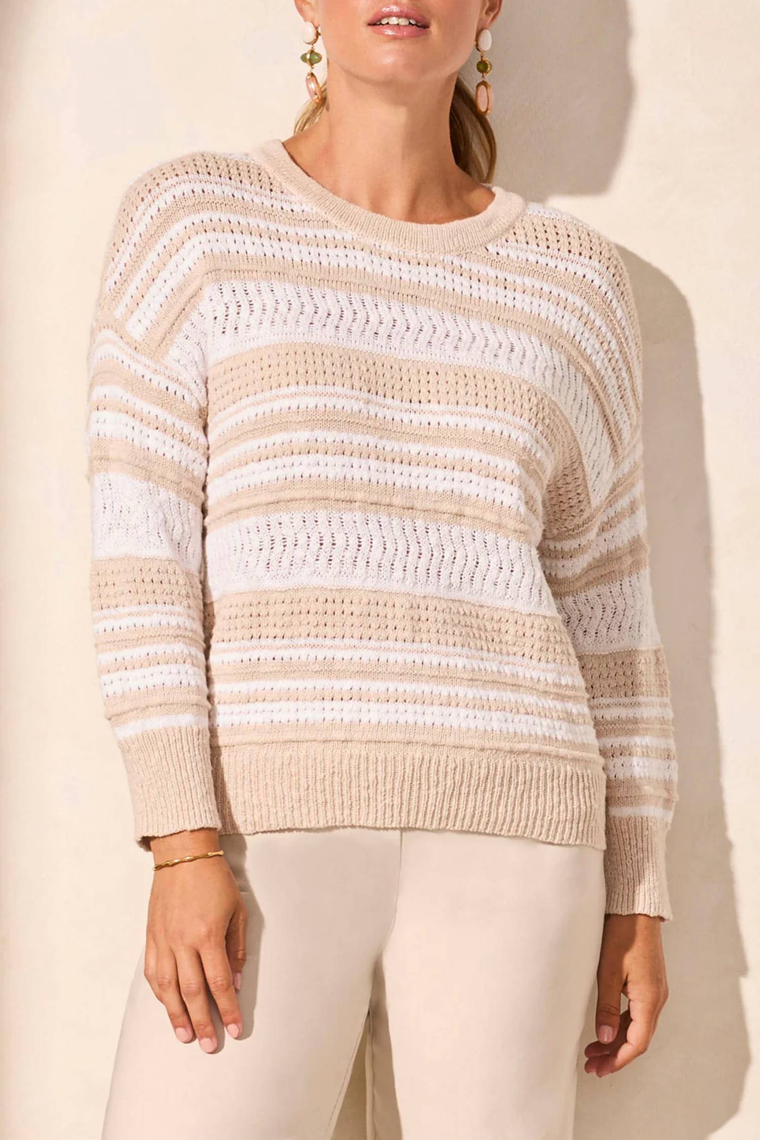 Tribal - 3/4 Sleeve Scoop Neck Sweater