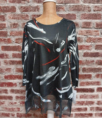 Jess & Jane - Abstract Colored Chiffon Hem Top
