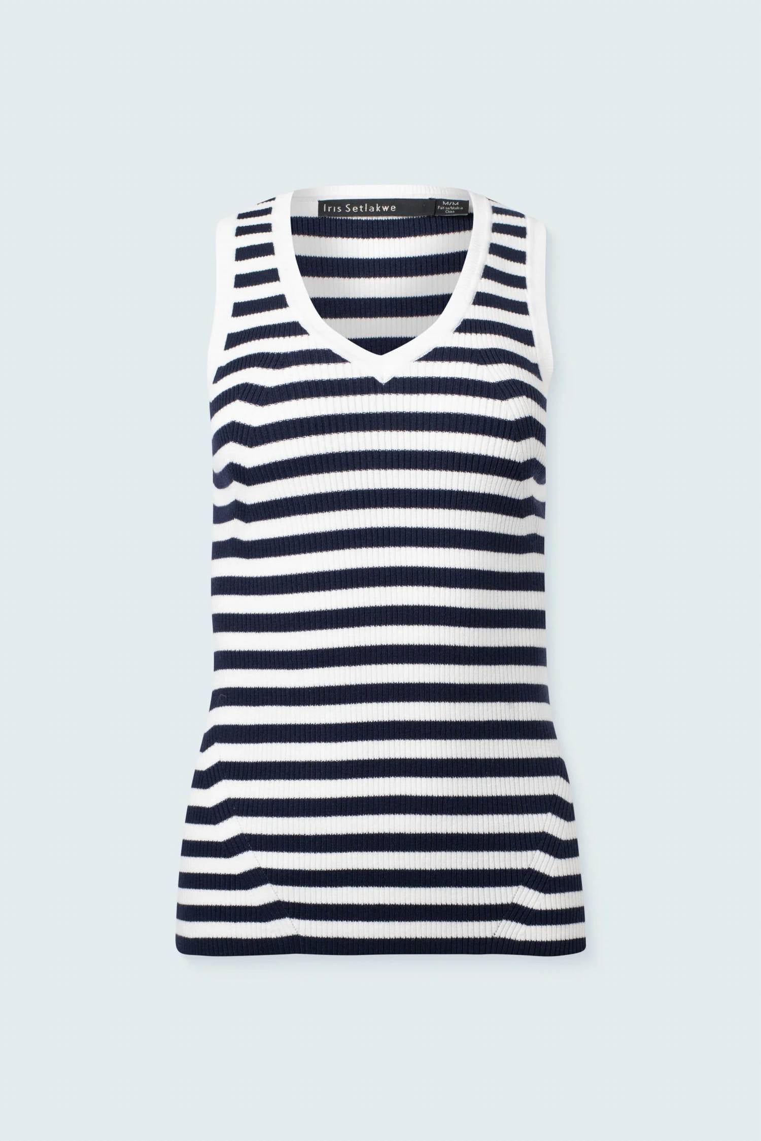 Iris Setlakwe - Women's Basic V Neck Top With Stripes