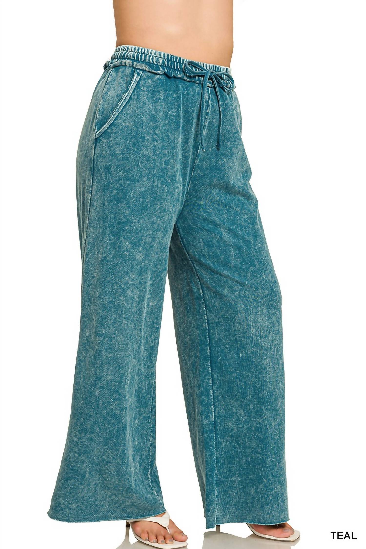 Zenana - French Terry Wide Leg Pants