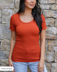 Grace and Lace Short Sleeve Knit Top in ember - women's t-shirt
