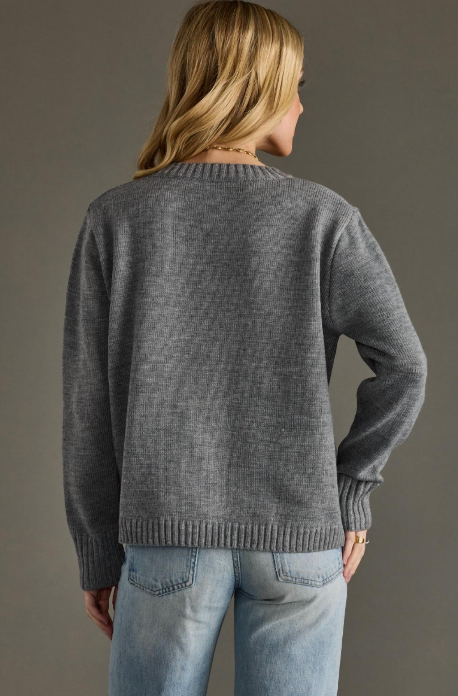Panache Apparel Apres Ski Sweater in heather gray - women's sweater - alternate view