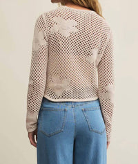 Z Supply Yael Crewneck Sweater in natural - women's sweater - detail view