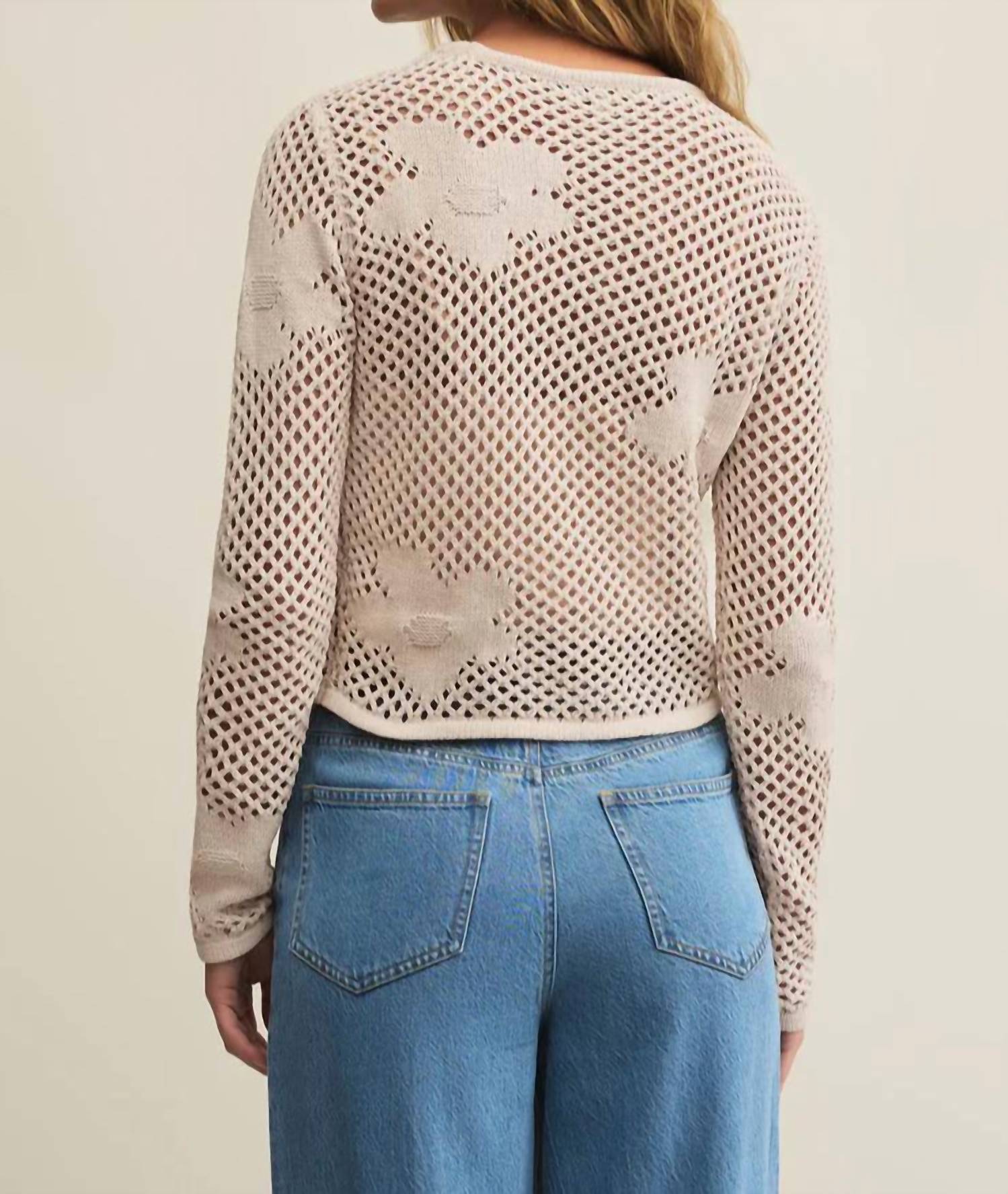 Z Supply Yael Crewneck Sweater in natural - women's sweater - detail view