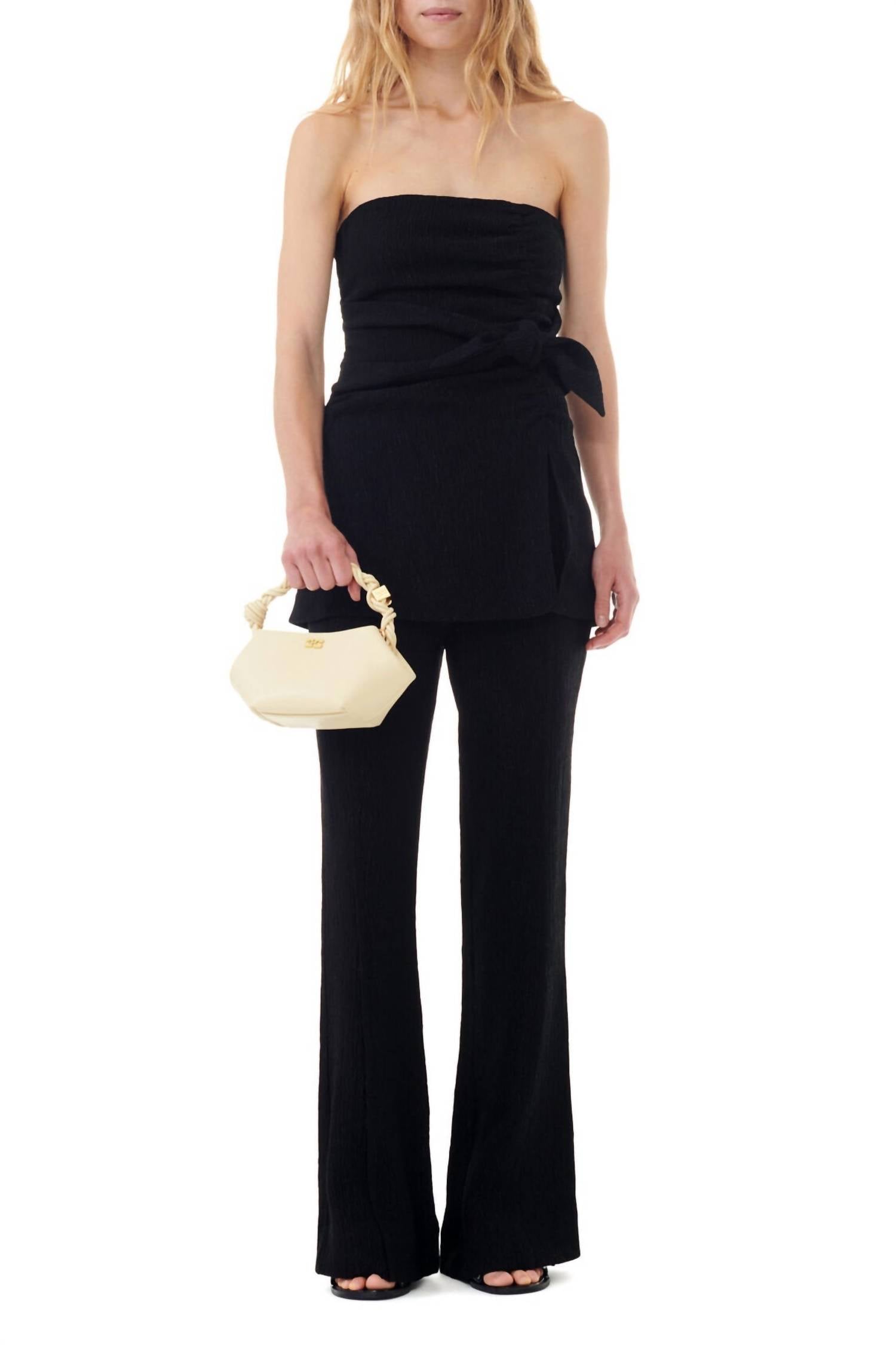Ganni - Viscose Stretch Crepe Flared Pants