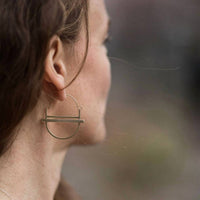 Modern Madini - Women's Double Brass Bar Hoop Earrings
