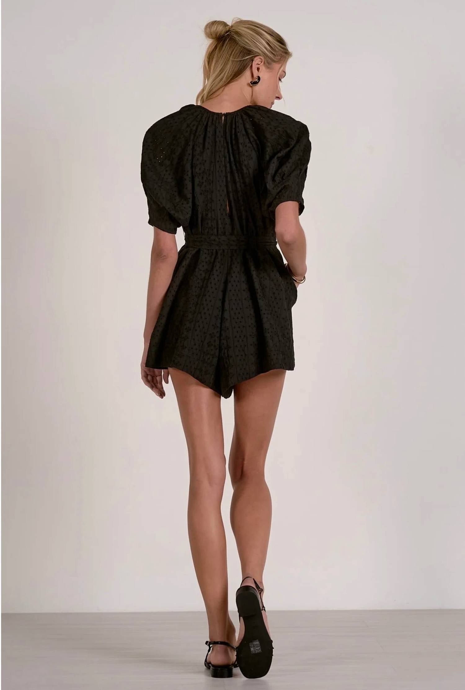 Elan - Eyelet Scoop Neck Romper