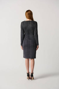 Joseph Ribkoff - Metallic Stripes Stretch Faux Wrap Sheath Dress
