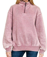 Zenana - Quarter Zip Sweatshirt