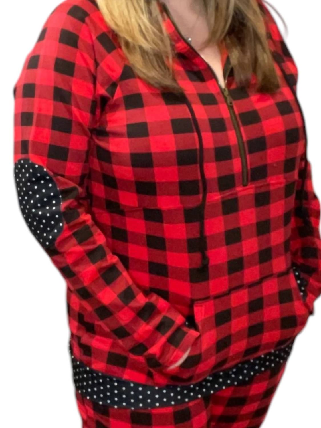 Rogue Society Apparel - Buffalo Plaid Dot Half Zip Top