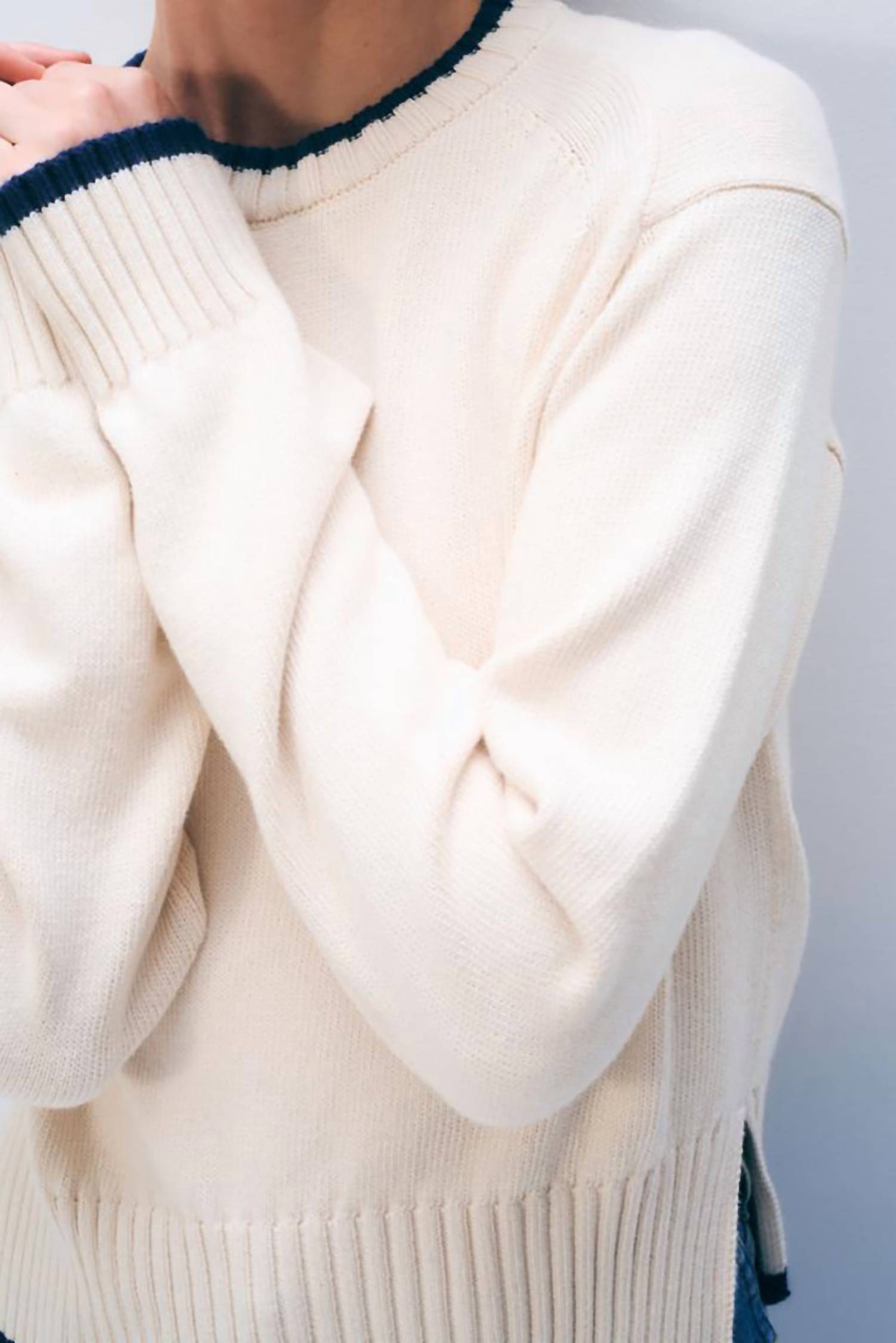 White + Warren - Varsity Cotton Crewneck Top