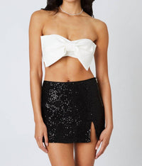 CLA Sequined Mini Skirt in black - women's skirt