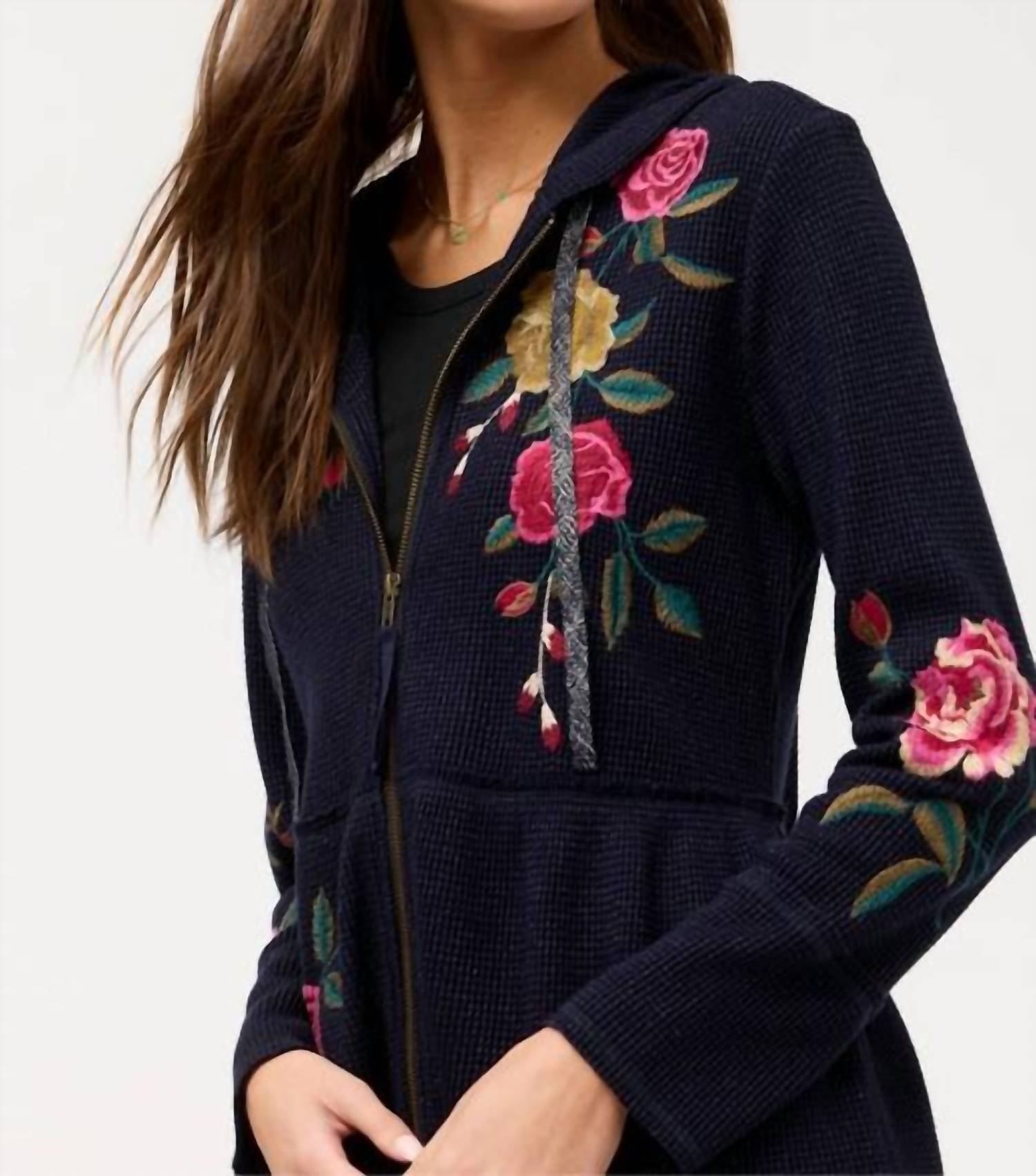 Johnny Was - PEPLUM METALLIC THERMAL HOODIE