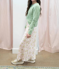 Storia - Floral Satin Midi Skirt