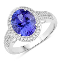Diana M Jewels Women's Oval Natural Tanzanite Fashion Ring (3.11 Ct) - Signature Plus in 14k white gold - women's jewelry